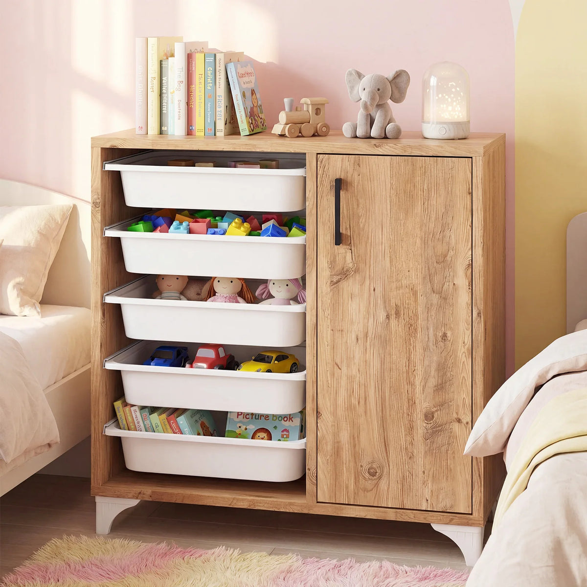 Homasis Wooden Sideboard Cabinet With Spacious Storage Drawers
