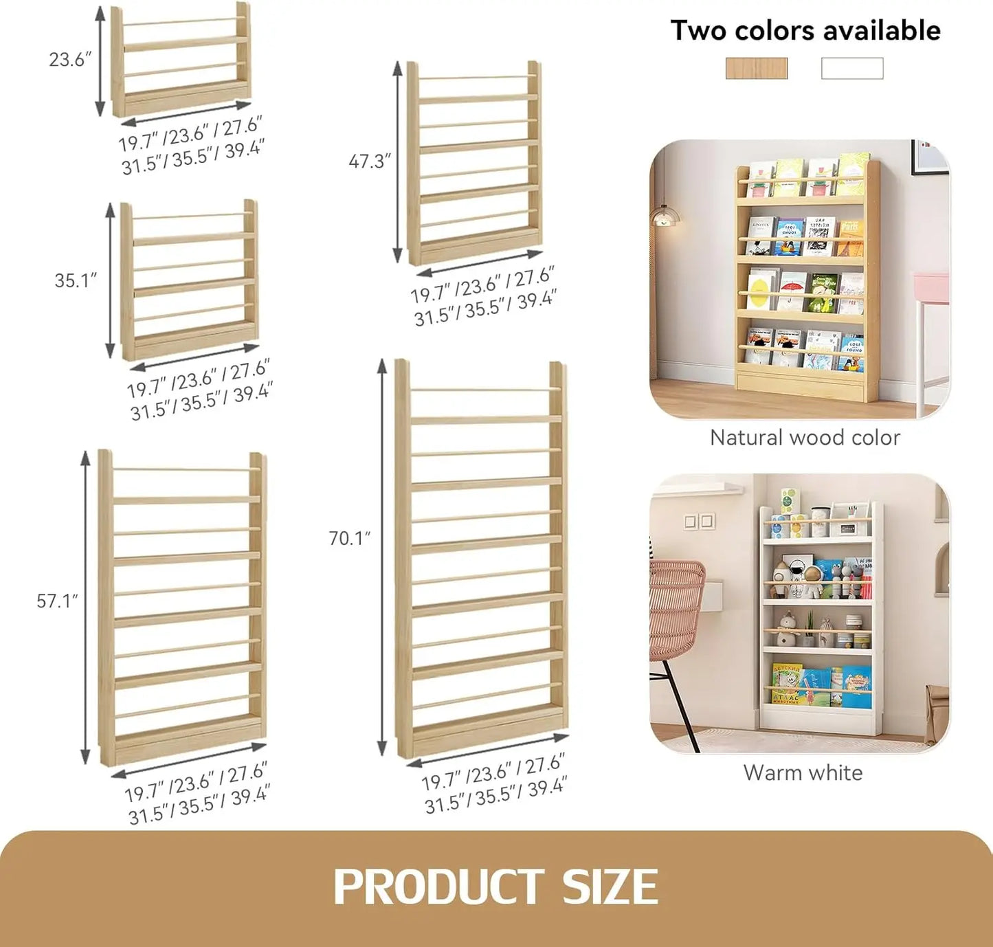 High-Concerned Behind Door Bookshelf 6-Tier Wall Organizer