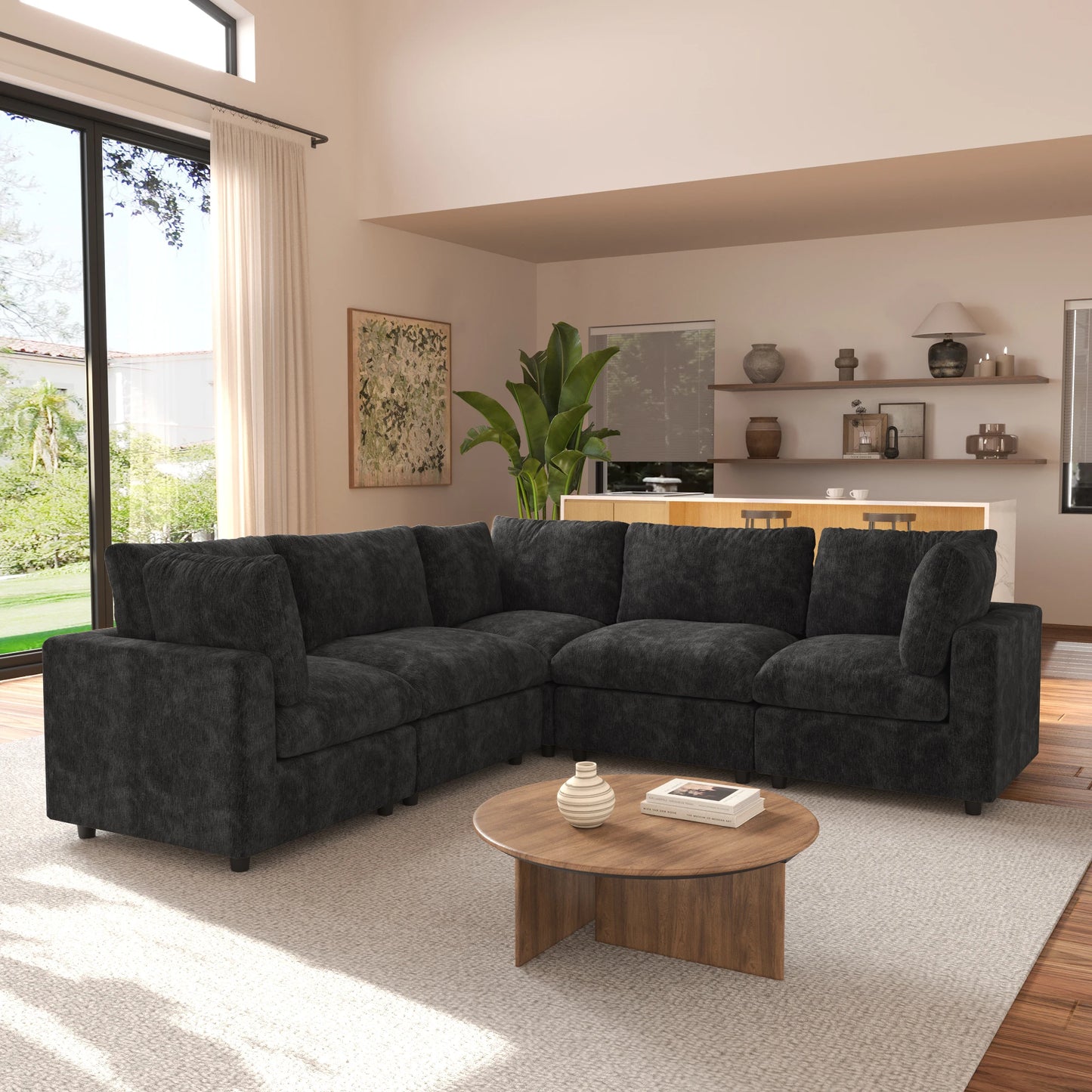 Guangdong V Shape Corner Sectional Sofa Convertible Couch