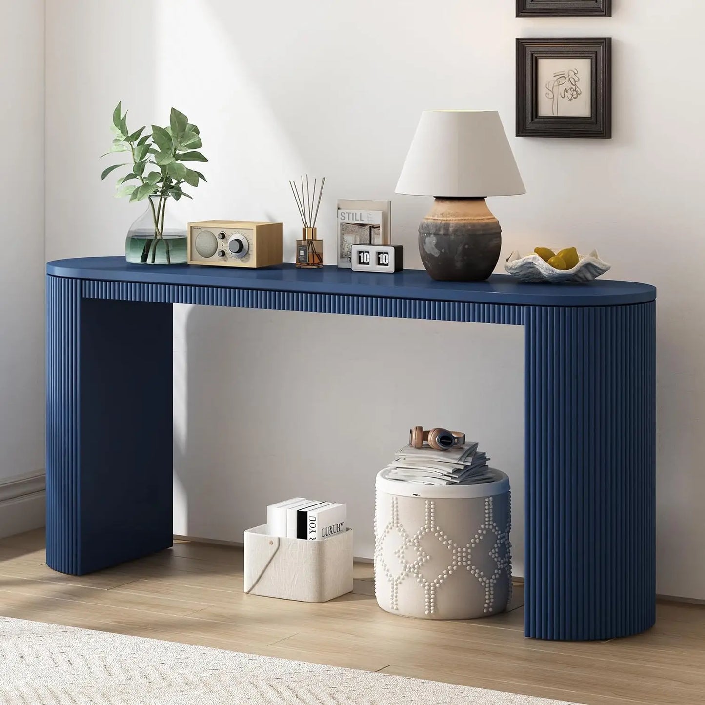 ZHENDAI Elegant Entryway Console Table With Fluted Design