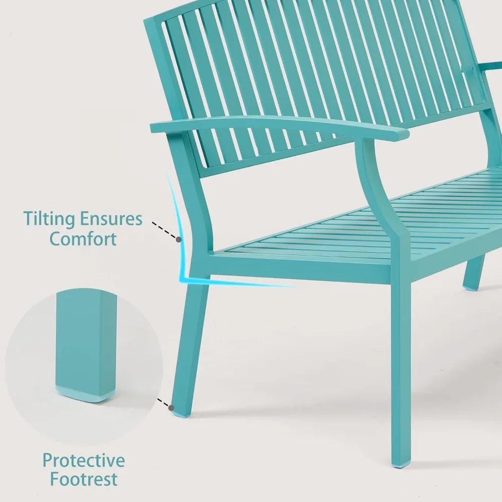 Aluminum Outdoor Bench Weatherproof Patio Garden Loveseat