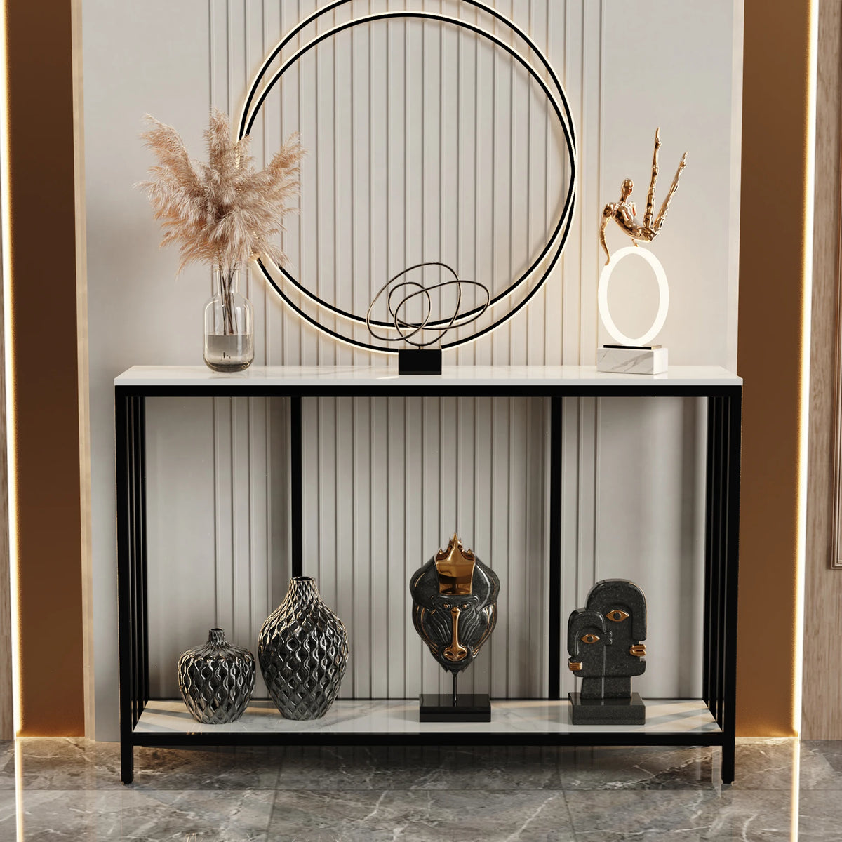 Wisfor Modern Sintered Stone Console Table with Metal Base