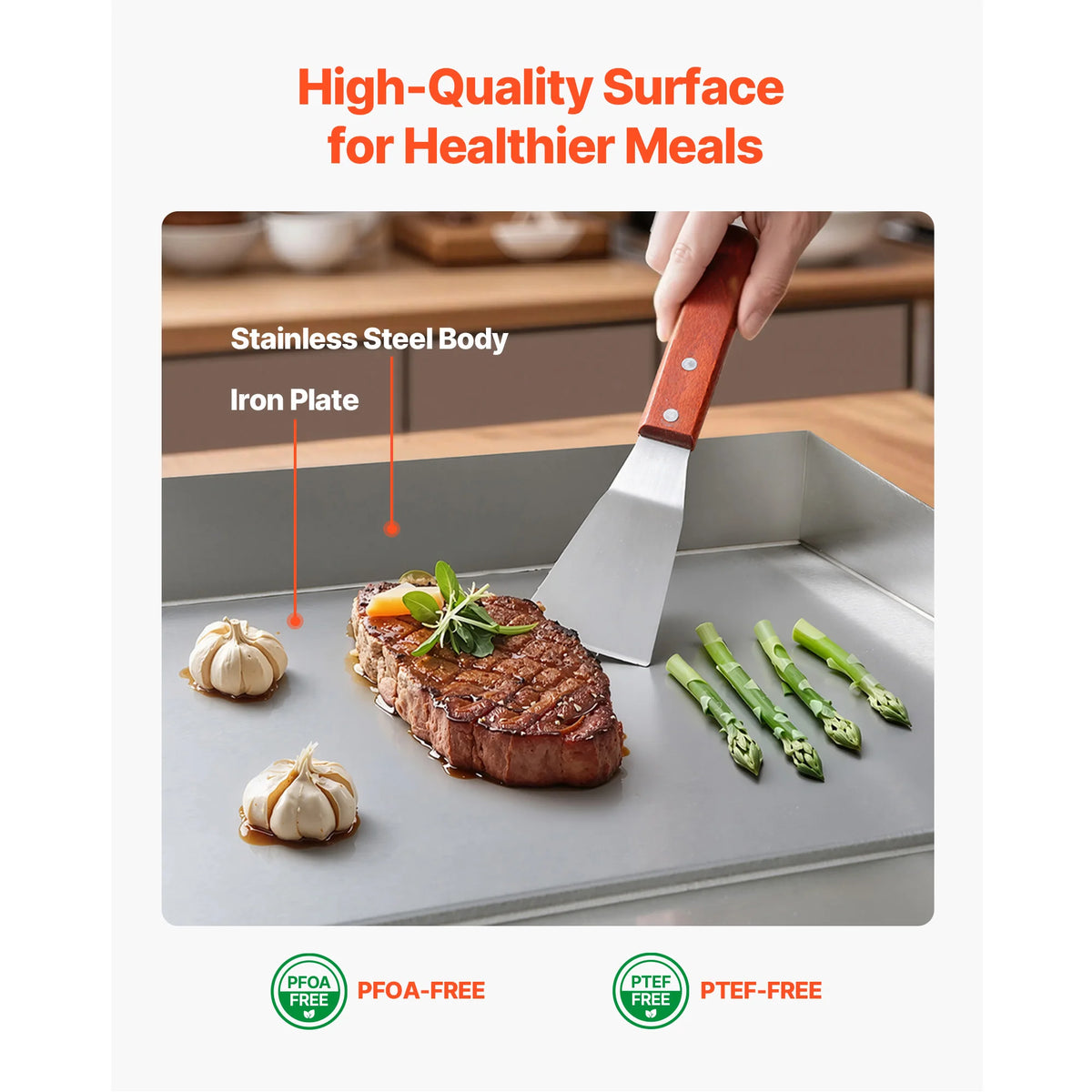 SucceBuy Commercial Electric Griddle With Adjustable Temperature Control