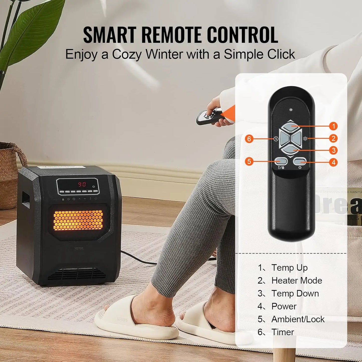 XMSJ Infrared 1500W Space Heater with Remote Control