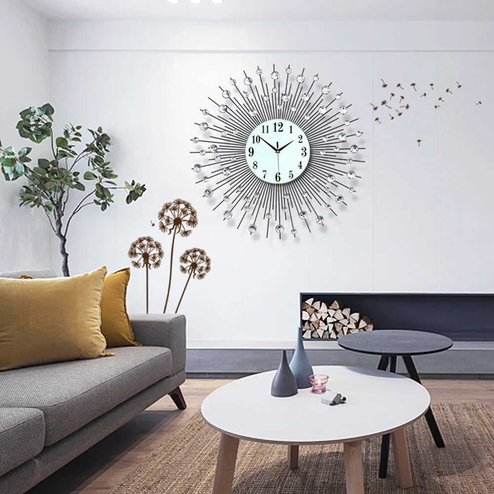 Hign-Concerned Wall Clock Diamond Studded Bling Luxe Decor