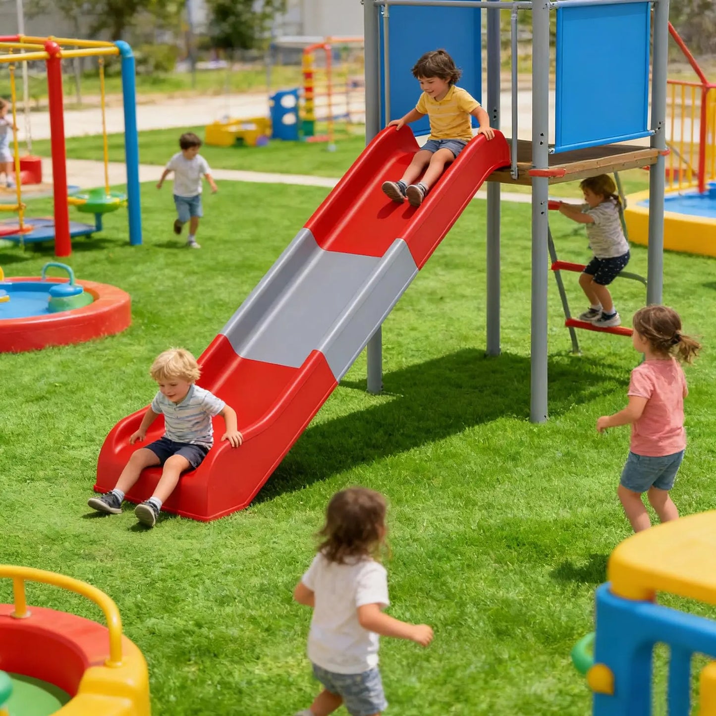 HiMISS Metal Outdoor Playground Set With Swing And Slide
