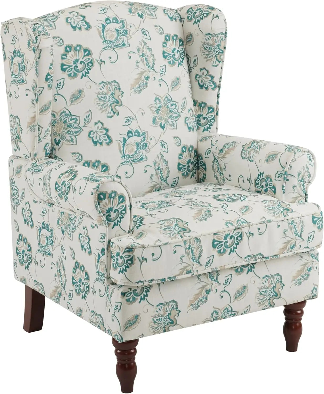 Floral Accent Chair High Back Upholstered Armchair Living Room