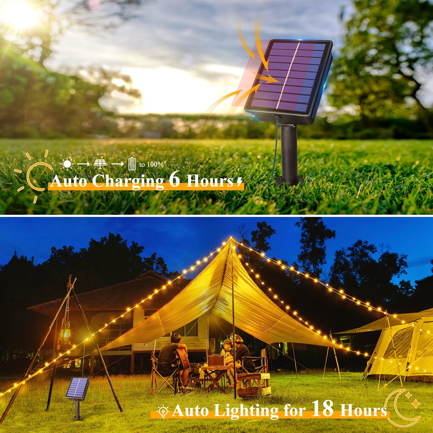Ollny Solar String Lights Outdoor 2 Pack 240 LED