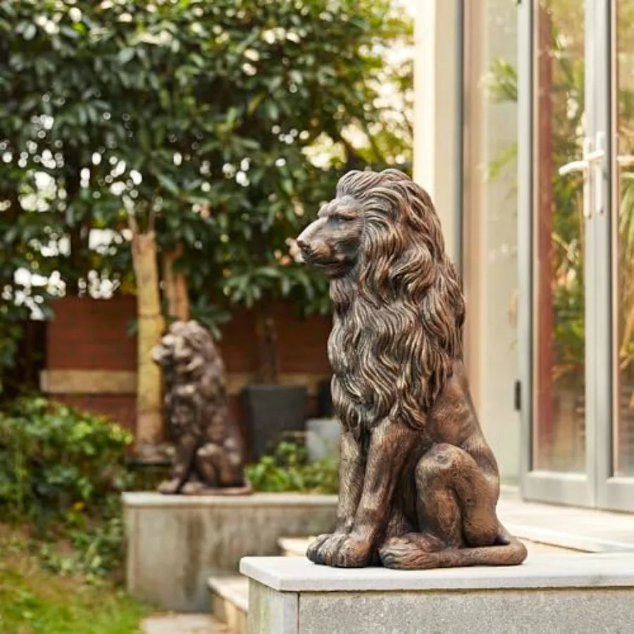 SHXI Guardian Sitting Lion Garden Statue Outdoor Decor
