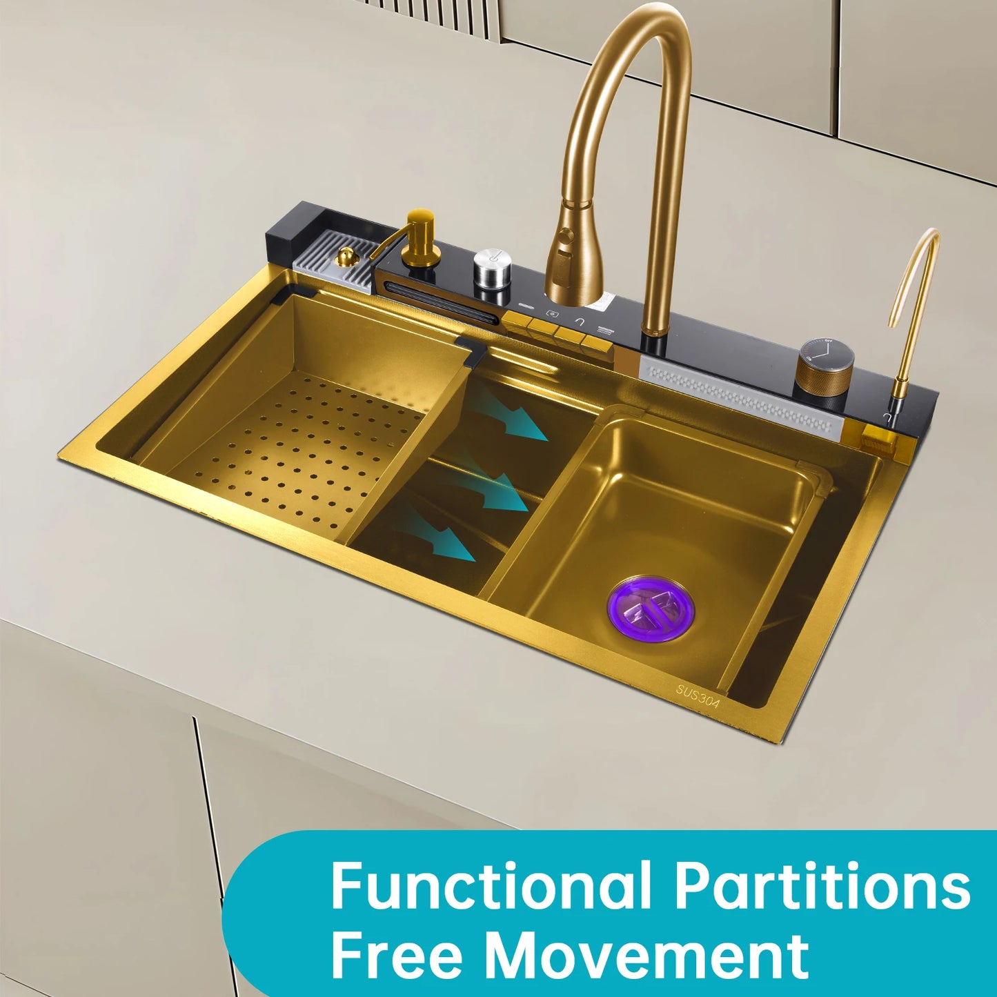 Drop In Kitchen Sink Workstation Stainless Steel Top Mount