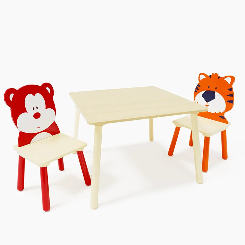 AZIAMOR Kids Table And Chairs Set Wooden Toddler Activity Table