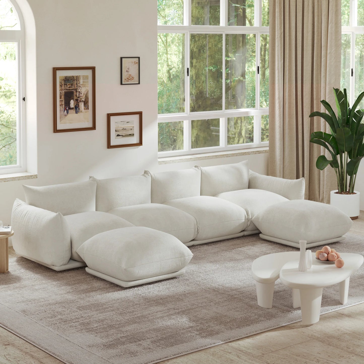 CN Guangdong Sectional Sofa Chenille U Shaped Comfort