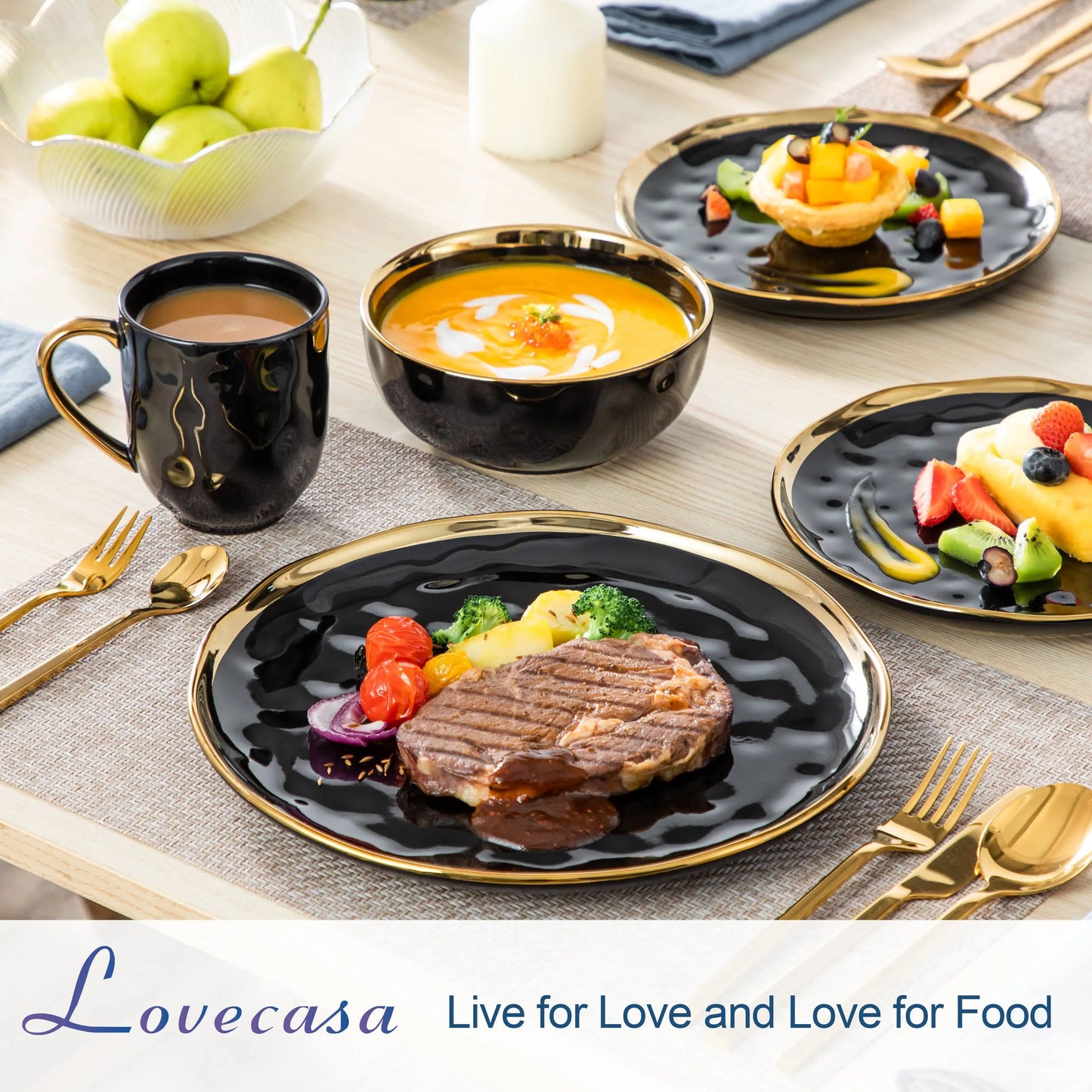Malacasa Porcelain Dinnerware Set 16 32 Piece Gold Trim