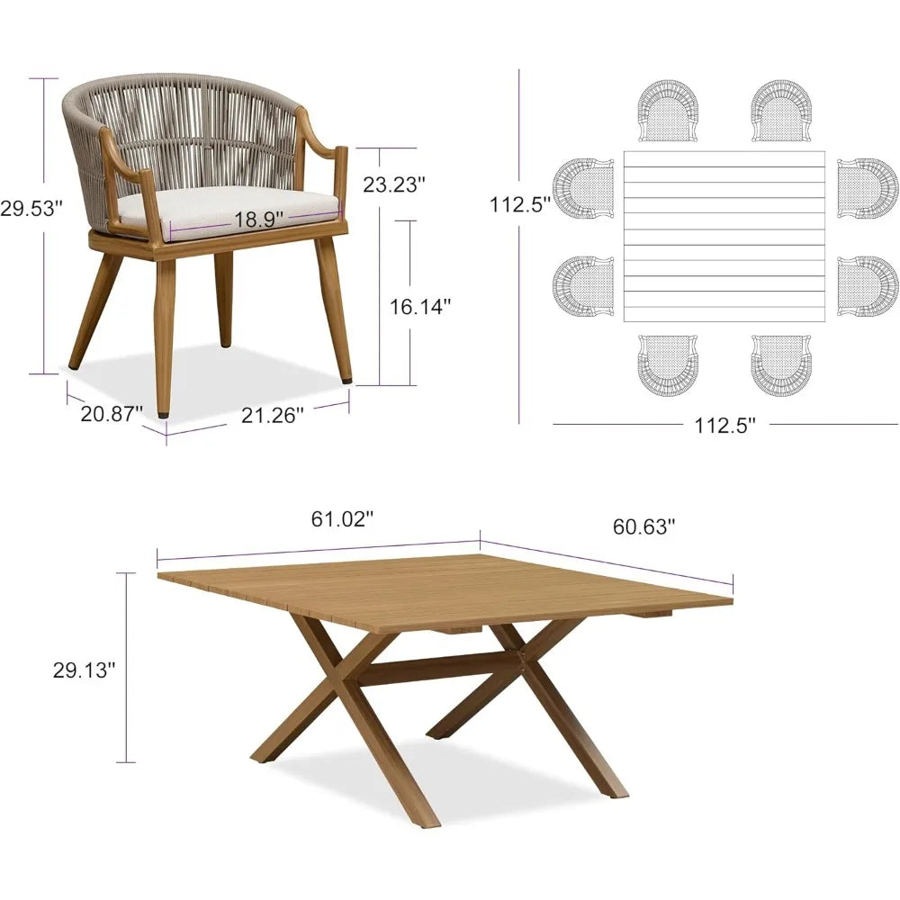 DAFIFY Outdoor Wicker Dining Set With Aluminum Table