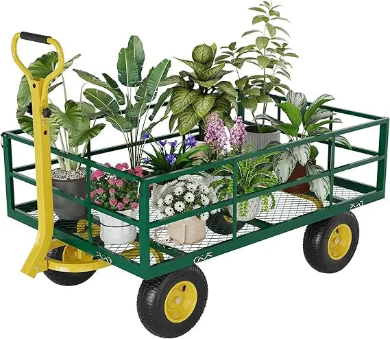Heavy Duty 1200 Lb Steel Garden Cart All Terrain 3 In 1 Outdoor Utility Wagon Yard