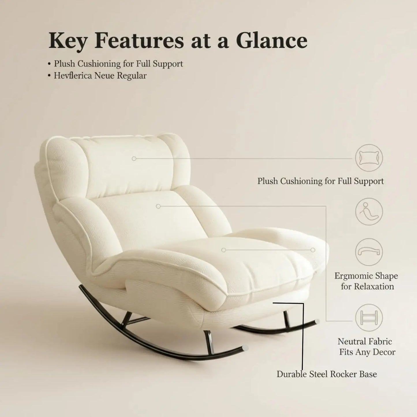 GUOHE Sofa Rocking Chair Adjustable Backrest