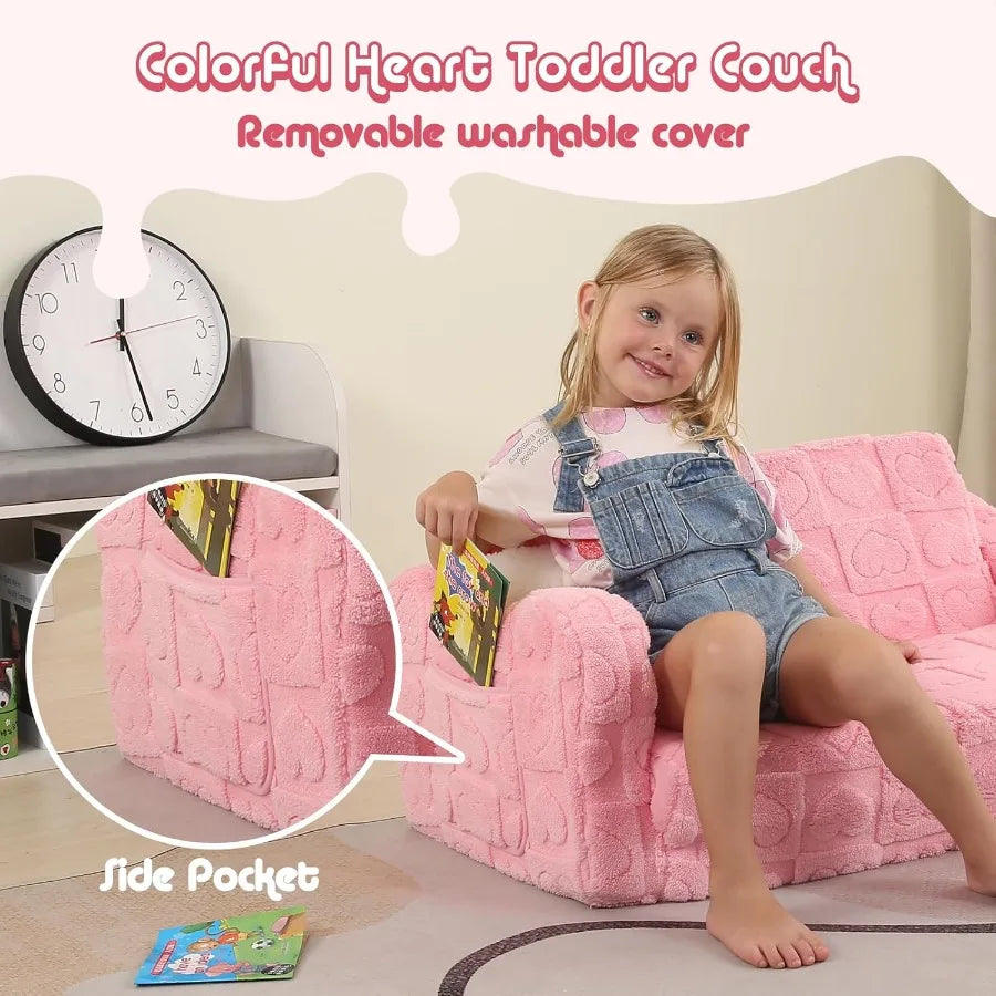 LISM TwoinOneToddlerCouch ConvertibleSofa StarPillow Comfy Sturdy Light EasyAssemble Durable