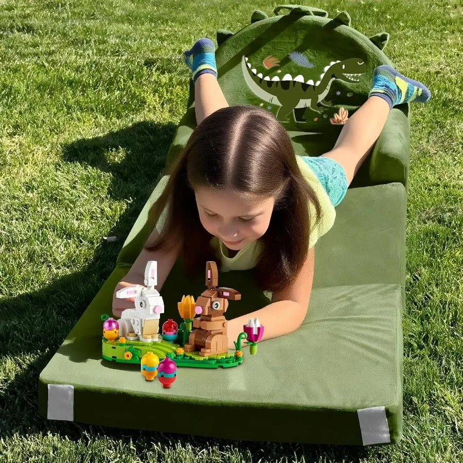 LISM DinosaurSofaBedWithRemovableWashableCrystalVelvetCoverNurseryPlayroomSafeCozyCompact