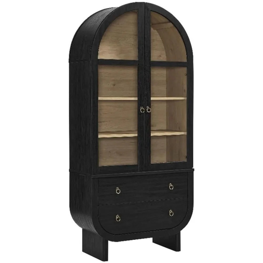 Nyx Arched Display Cabinet Modern Glass Doors And Drawers