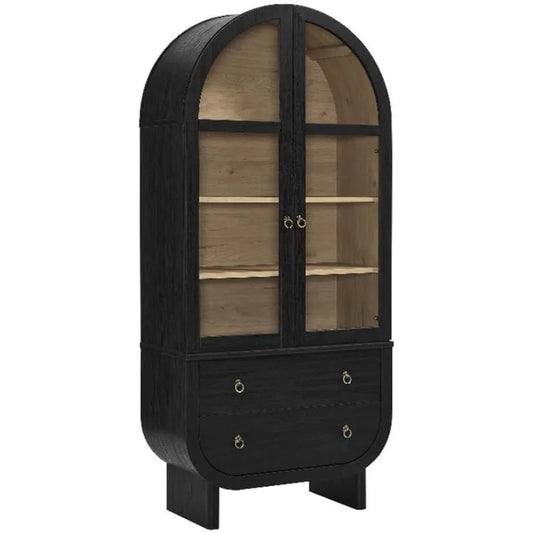 Nyx Arched Display Cabinet Modern Glass Doors And Drawers