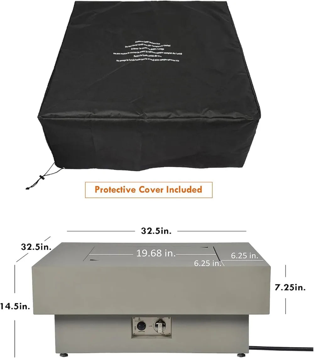 Outdoor Gas Fire Pit Table 50,000-BTU With Lid Hose