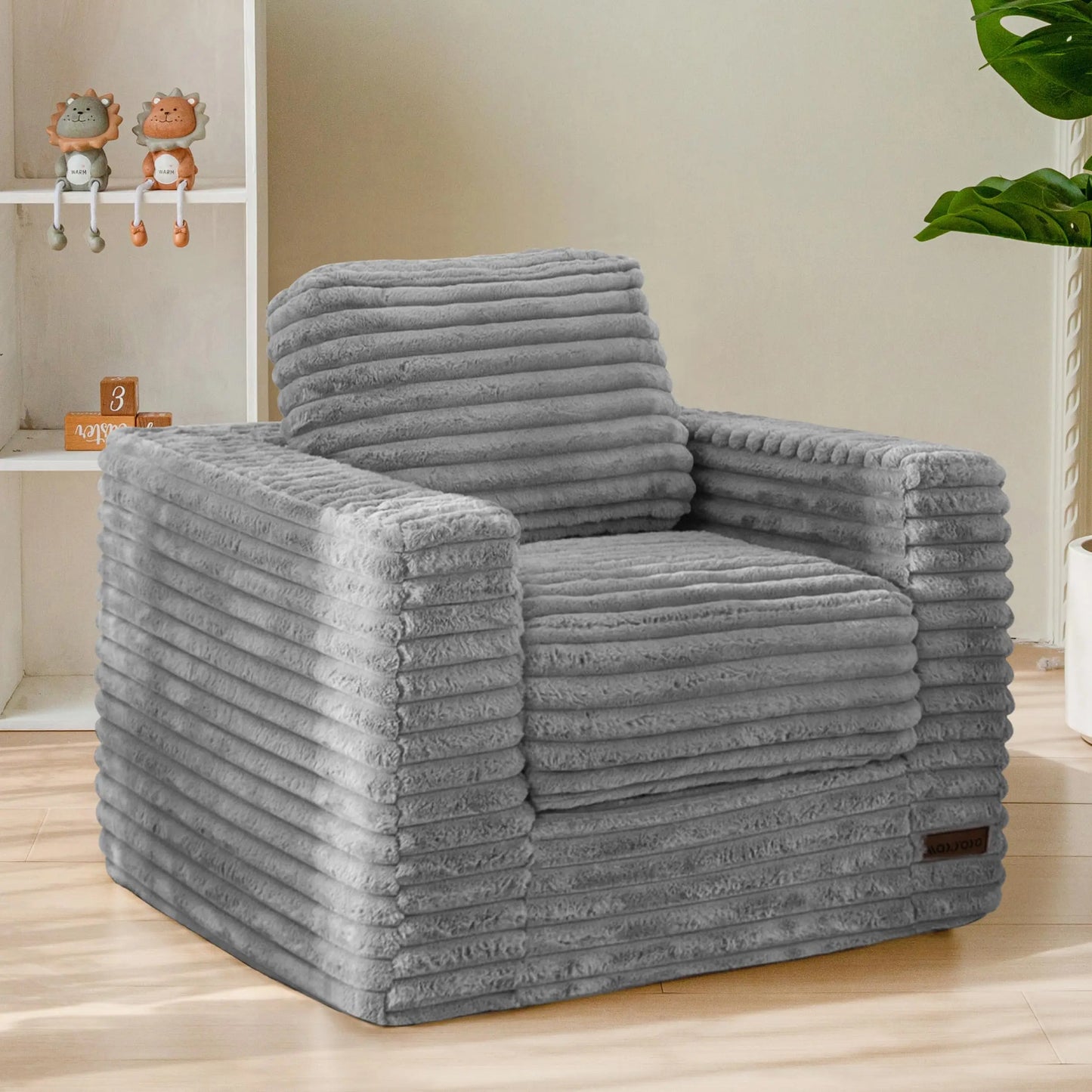 XIUWO Kids Bean Bag Chair With Pillows Faux Fur Comfort