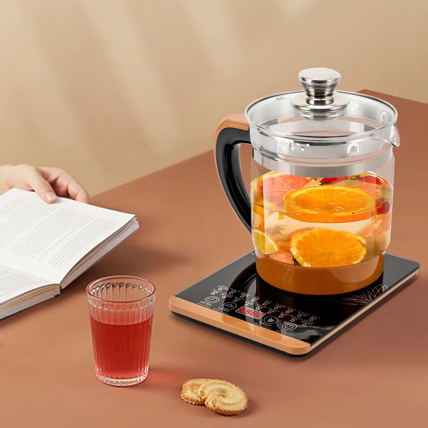 1.8L Electric Glass Tea Kettle Keep Warm 6 Settings