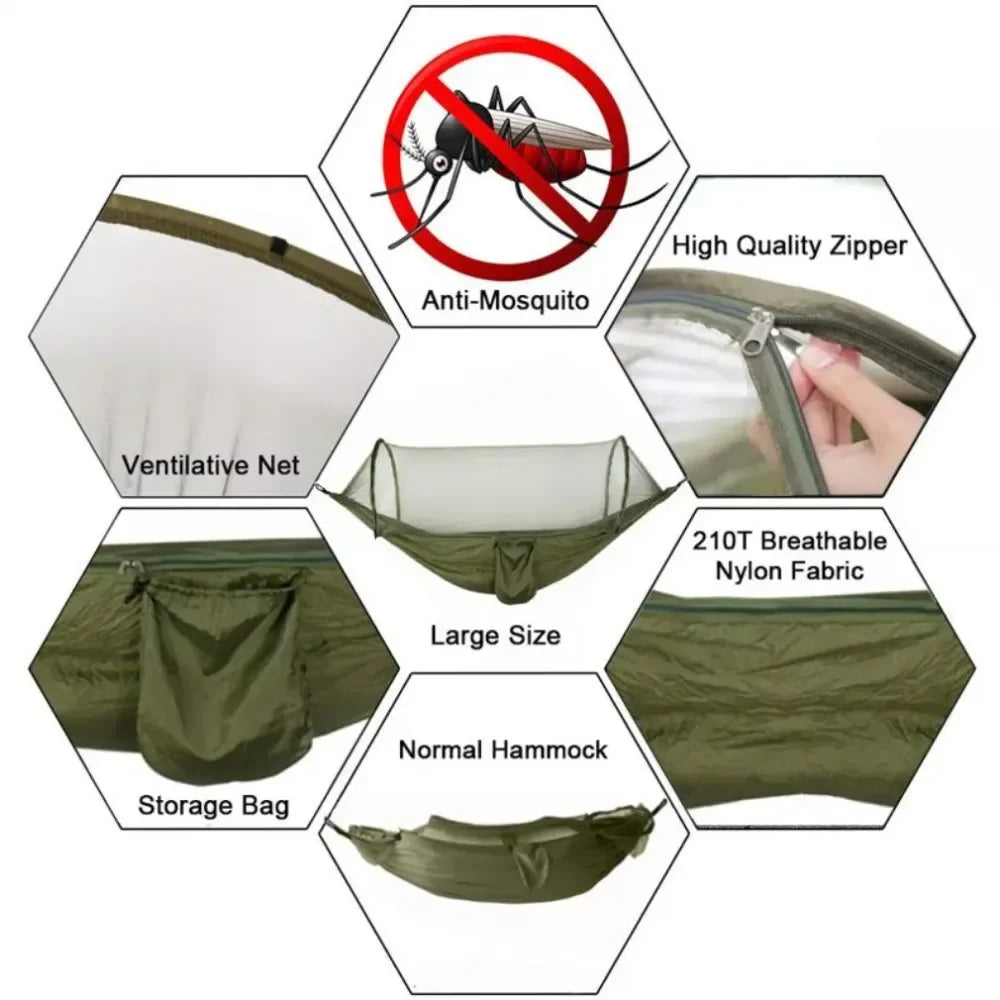 Outdoor Camping Hammock 2 Person With Mosquito Net Portable