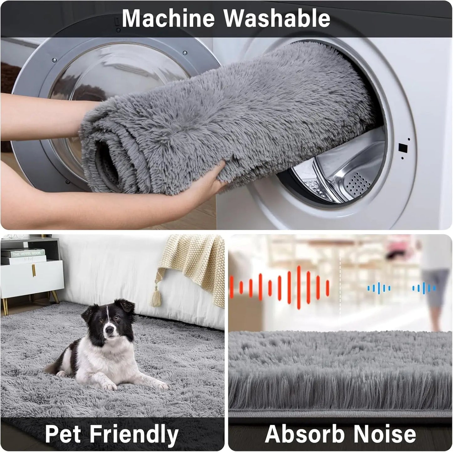 Sumptuous Modern Indoor Shag Rug Non Slip Plush Carpet