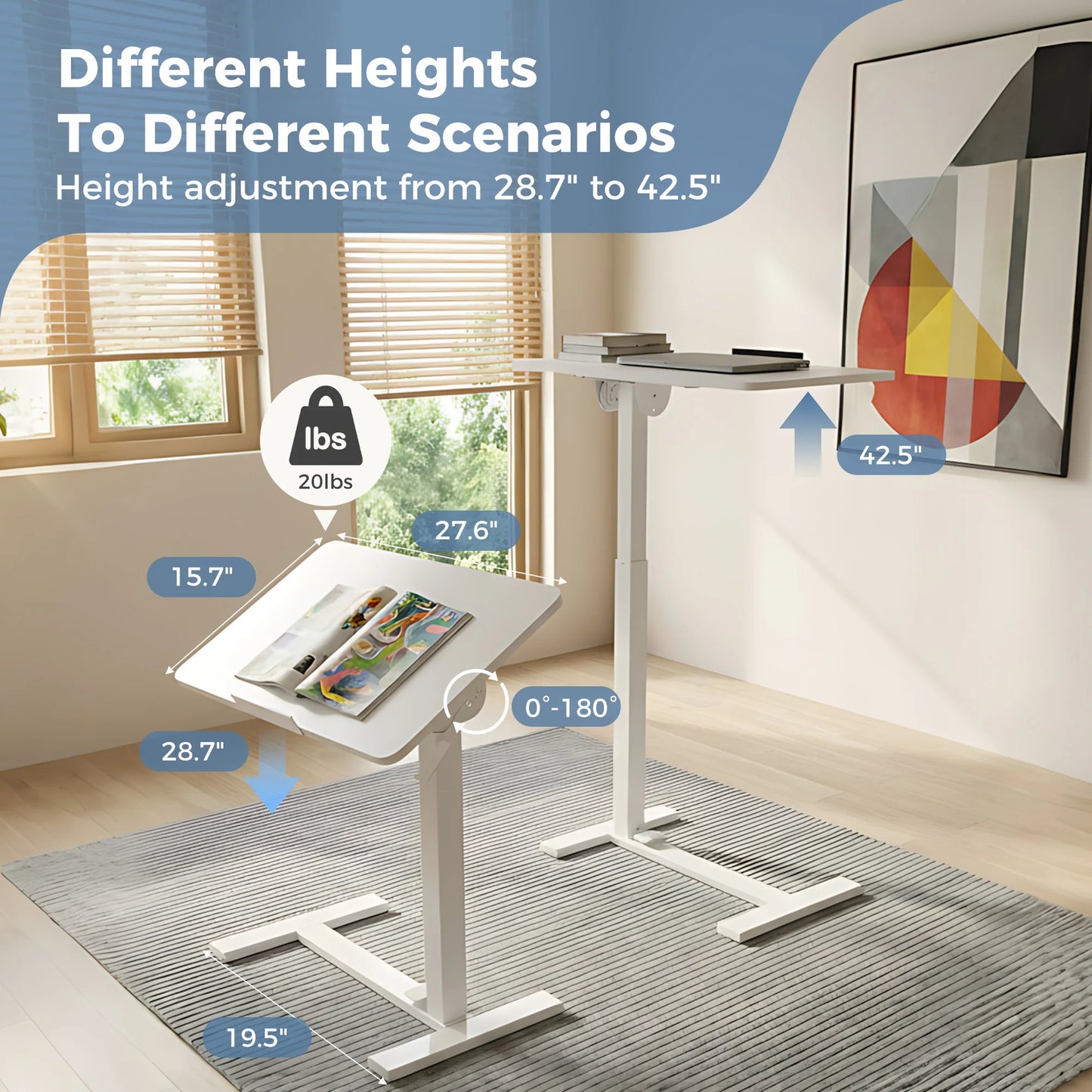 JHK Double Sided Flip Standing Desk With Pneumatic Lift