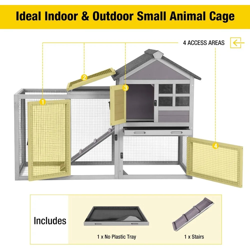 XMSJ Rabbit Hutch Indoor Outdoor Coop With Run