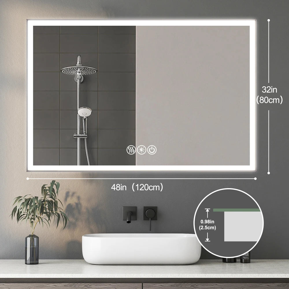 LED Framed Bathroom Vanity Mirror With Aluminium Beveled Edge