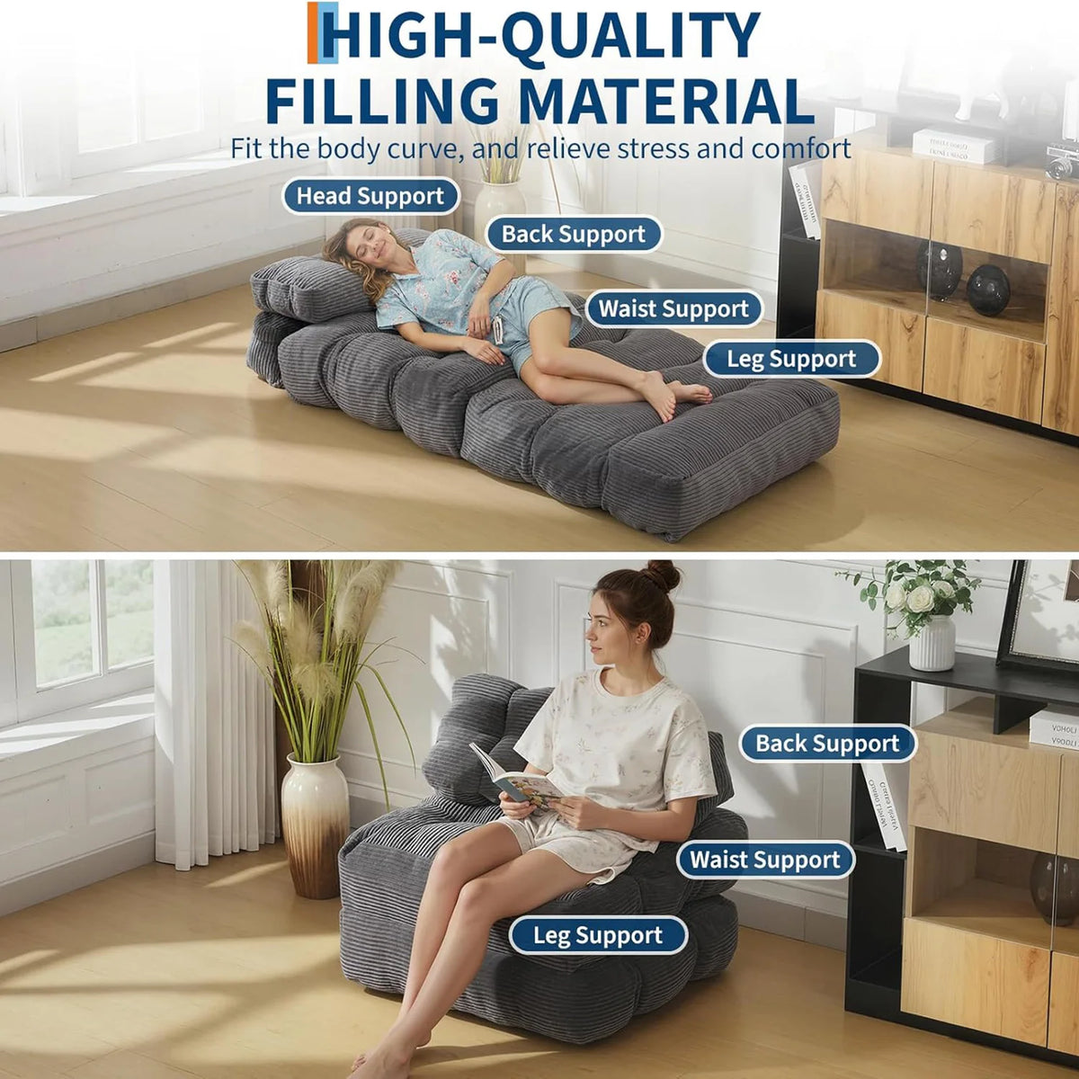 HiMISS Folding Sofa Bed Convertible Sleeper Chair With Pillow