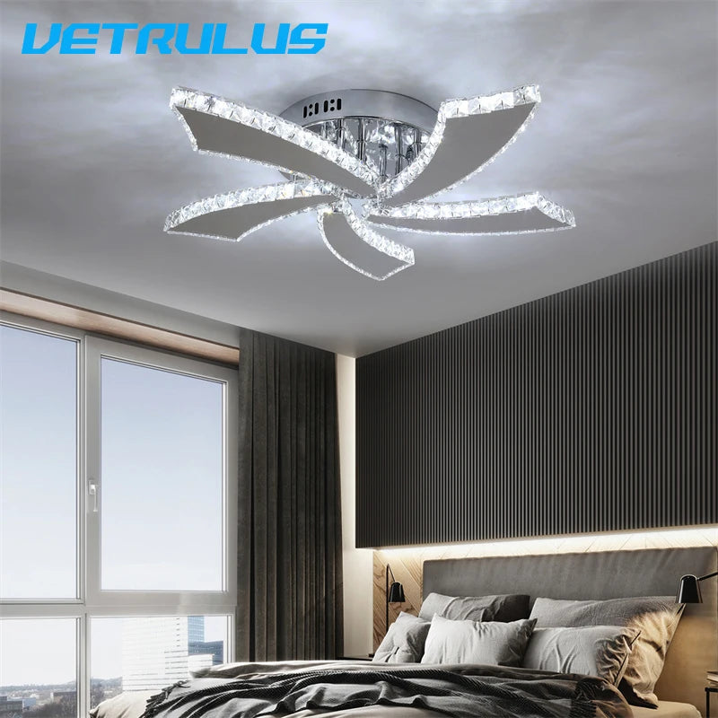 Vetrulus Modern Crystal LED Chandelier With Smart Remote Control