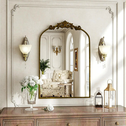 Beautypeak Vintage Arch Bathroom Mirror Decorative Wall Mirror