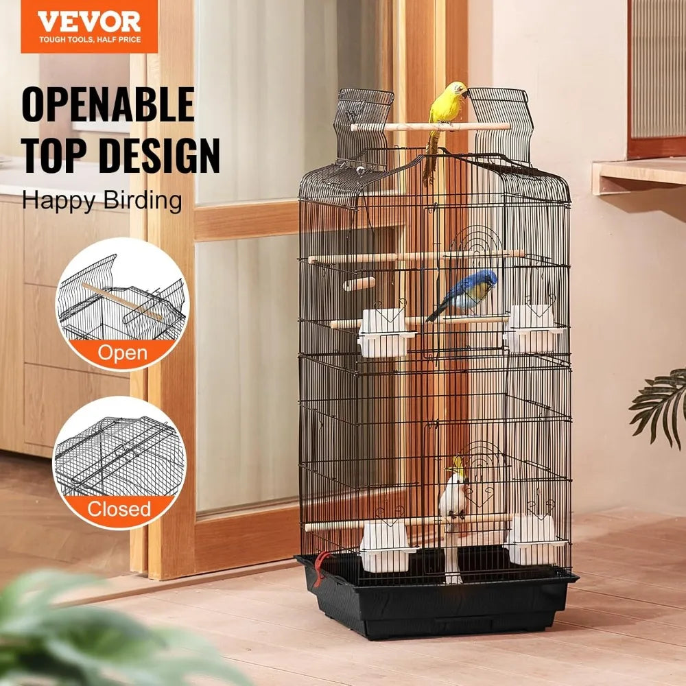 Stainless Steel Open Top Parrot Cage For Large Birds