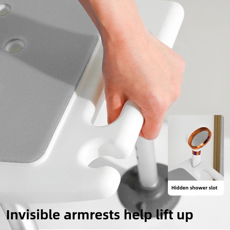 Adjustable Height Non Slip Shower Chair With Backrest