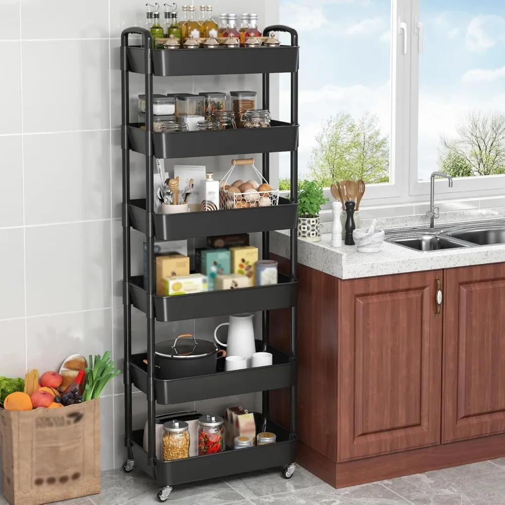 NBVCX 6 Tier Rolling Utility Cart With Handle Office Living Room Kitchen