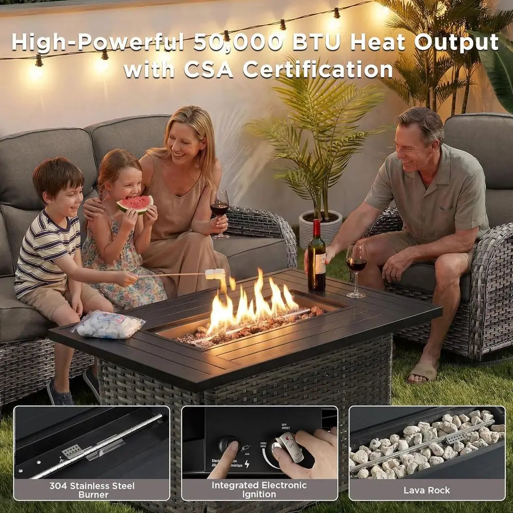 OutdoPatio All Weather Outdoor Patio Set With Fire Pit