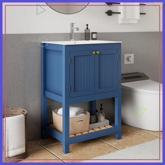 Modern Bathroom Vanity With Sink Freestanding Cabinet