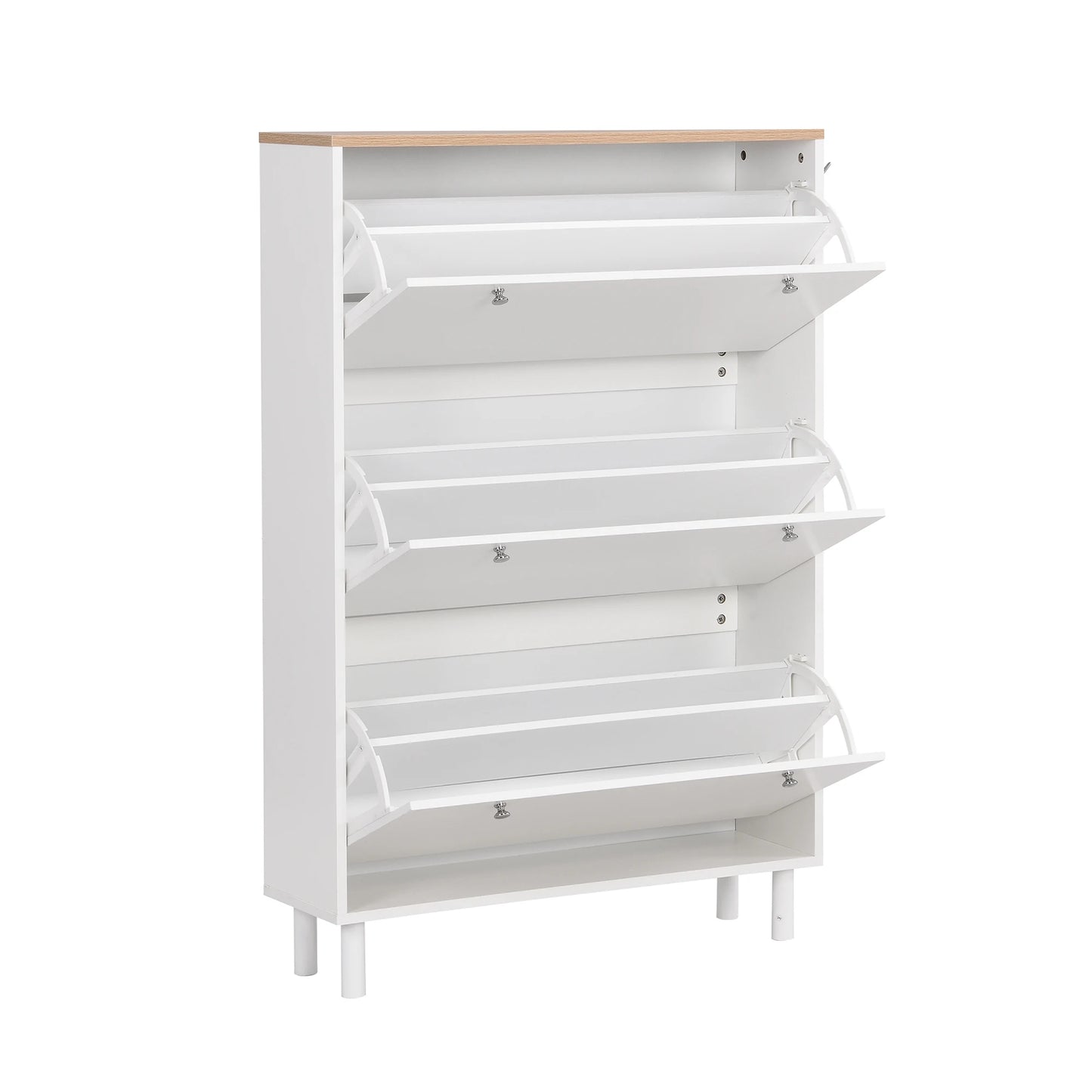 General Use Narrow Shoe Cabinet With 3 Flip Drawers