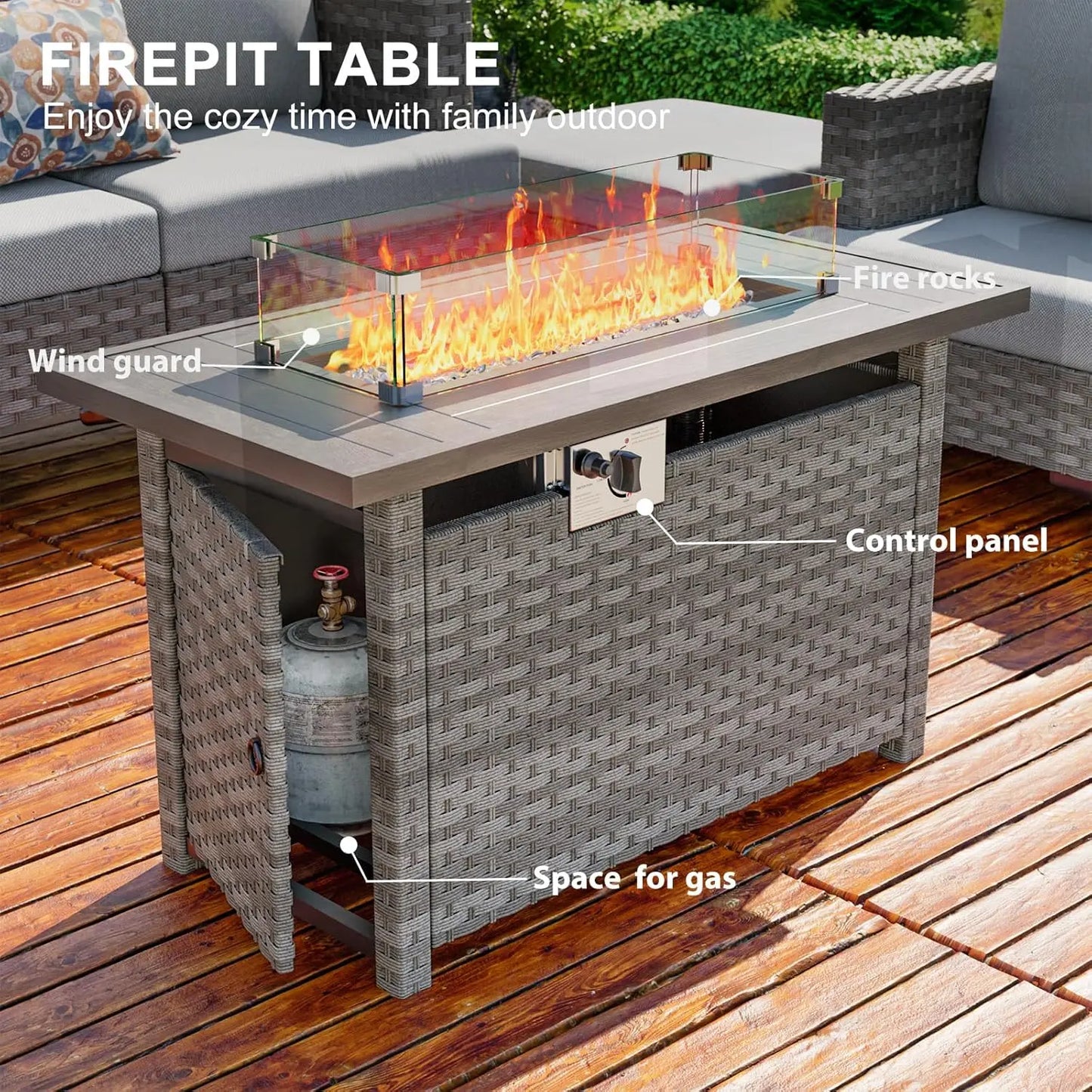 Luxury Outdoor Patio Furniture Set With Fire Pit Table