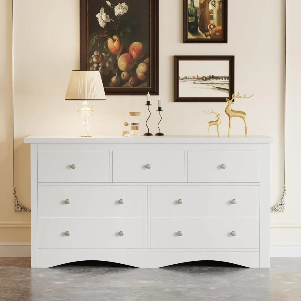 Furmax Dresser For Bedroom 7 Drawer Chest TV Stand Storage