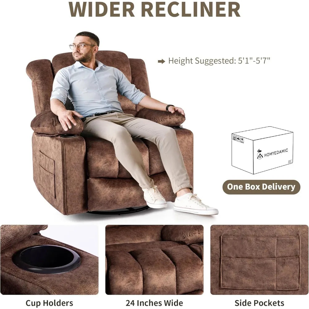 MKDK Modern Recliner Rocker 360 Degree Swivel Lounge