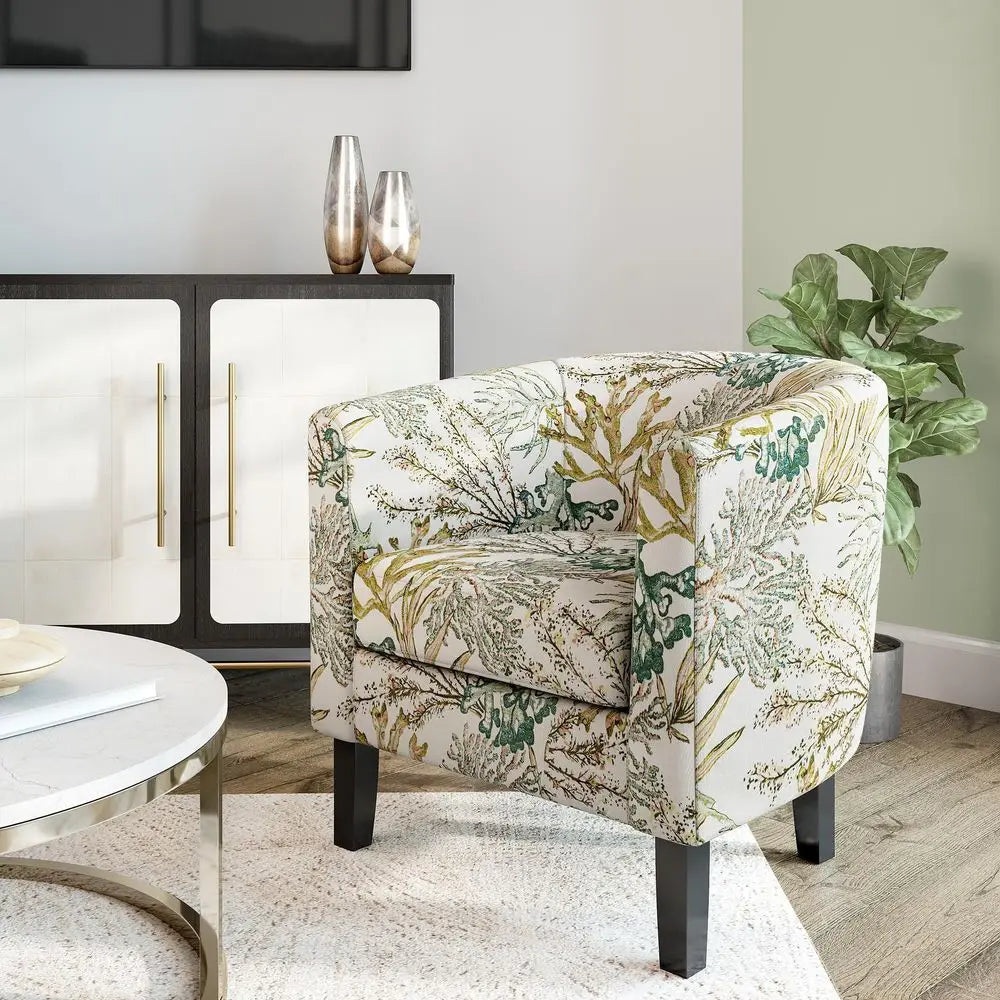 Living Room Linen Barrel Chairs Set for Modern Home
