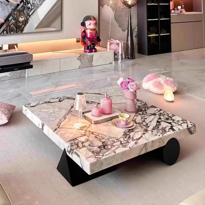 OMGD Marble Square Coffee Table Minimalist Modern Heat Resistant
