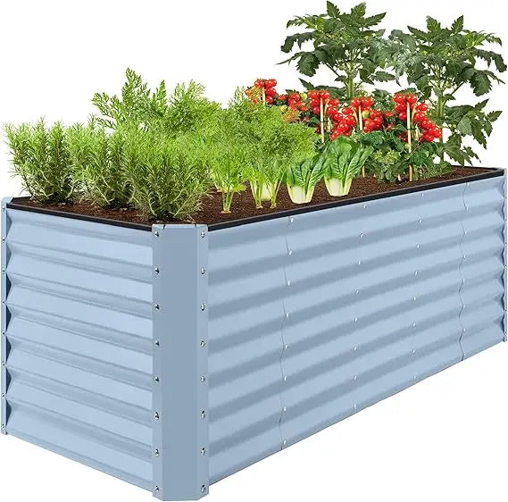 8x2x2ft Raised Metal Garden Bed Rectangular Planter Box for Herbs and Vegetables