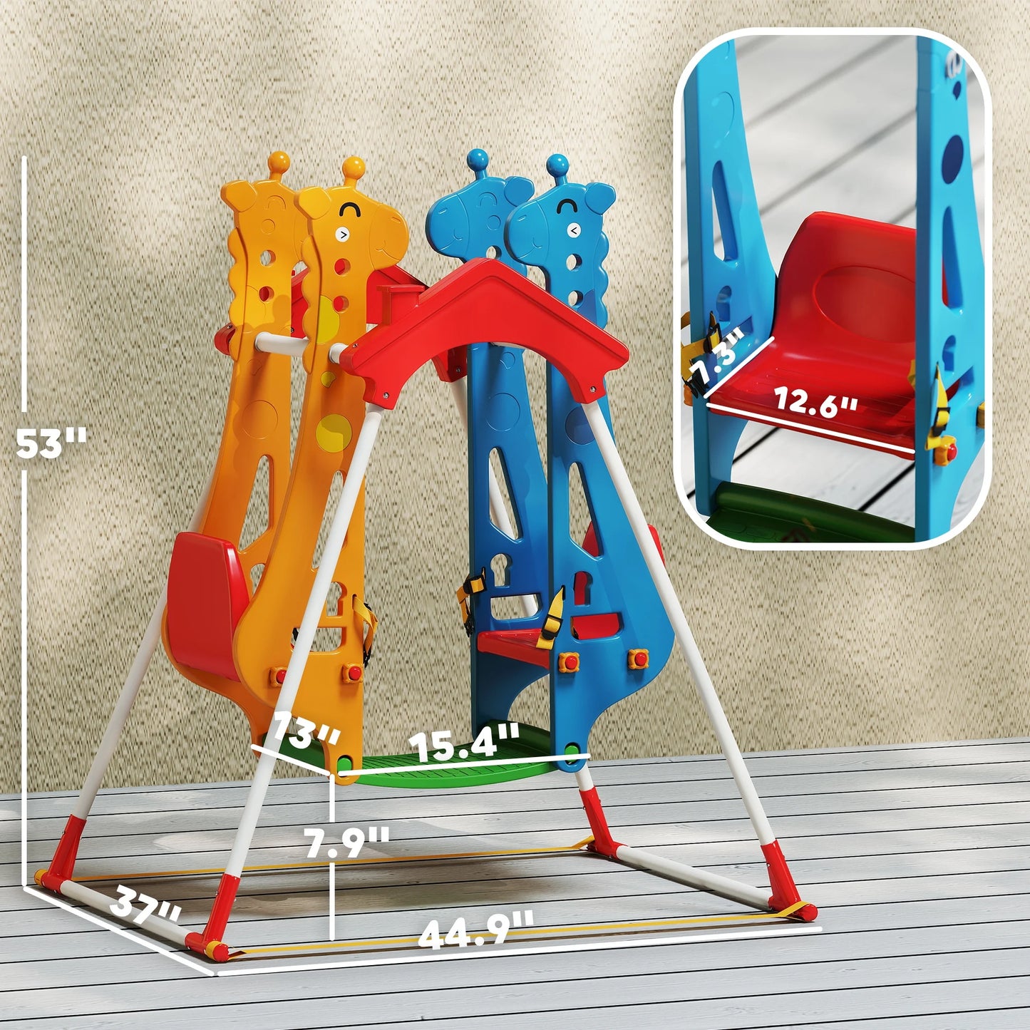 Kids AFrame Swing Dual Seat Indoor Outdoor Safe Durable