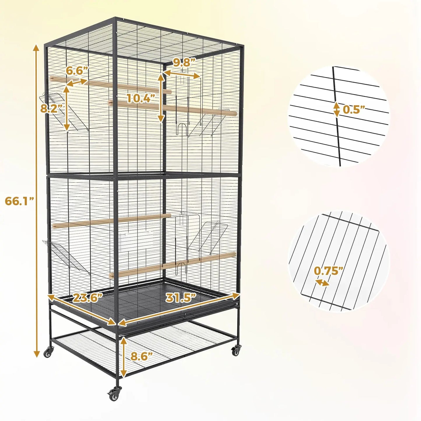 HiMISSCN HeavyIron Bird Cage WithPlayTopRollingStands ParakeetsConures