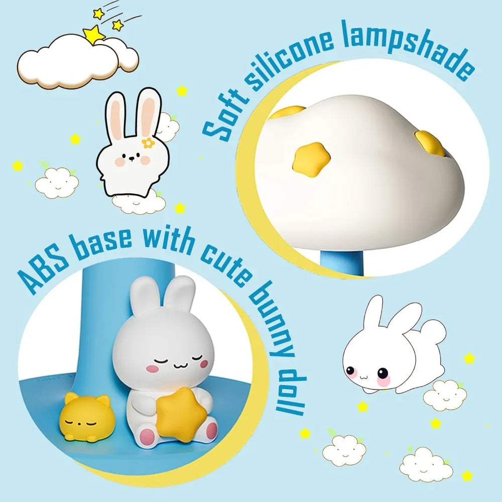 Cloud And Bunny Rechargeable Night Light Tap Control Silicone